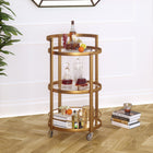 Hudson&Canal Hause 21"W Round Bar Cart - Brass-Features easy assembly