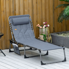 Outsunny Outdoor Lounge Chair - Folding Chaise Lounge - Grey-Foldable design for easy transport and compact storage