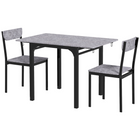 HOMCOM 3-Piece Drop Leaf Dining Set with Folding Table - Light Grey-The 3-piece set includes a table and two chairs