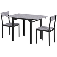 HOMCOM 3-Piece Drop Leaf Dining Set with Folding Table - Light Grey-The 3-piece set includes a table and two chairs