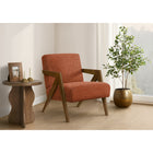 Monarch Specialties Upholstered 30"H Modern Mid-Century Accent Chair With Walnut Solid Wood Legs - Red Fabric-Built with a solid engineered wood frame and supported by solid wood legs, this armchair offers sturdy construction and reliable durability for everyday use.
