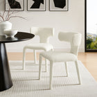 Modway Stellan Curved Back Boucle Upholstered Dining Chair - Cream - 2 Pack-Non-Marking Floor Glides