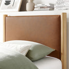 Modway Maven Twin Size Vegan Leather Upholstered Platform Bed - Tan Oak-Upholstered Headboard and Footboard