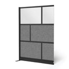 Luxor Modular Wall Extension - 53" W x 70" H - Segmented Black Frame, Frosted Acrylic, Cool Grey PET-Creates semi permanent privacy in shared spaces