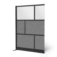 Luxor Modular Wall Extension - 53" W x 70" H - Segmented Black Frame, Frosted Acrylic, Cool Grey PET-Creates semi permanent privacy in shared spaces