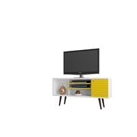 Manhattan Comfort Liberty MDP and MDF 53.14"W TV Stand, White and Yellow (200AMC64)-Free Standing TV Stand for Living Room and Bedroom use.