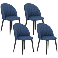HOMCOM Dining Chairs with Metal Legs for Kitchen - Blue - Set of 4-Set of four chairs enhances matching home décor