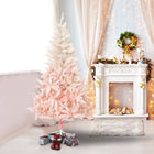 HOMCOM 6' Artificial Christmas Tree with Realistic Tips - Pink-Branches can be opened automatically for easy assembly 