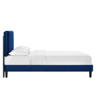 Modway Zahra Channel Tufted Performance Velvet King Platform Bed - Navy-Reinforced Center Beam & Support Legs