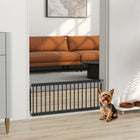 PawHut 26"-37" Dog Gate - 14" Tall Pet Gate and 2 Extensions -Black-Easy step-over while keeping toy dogs safely contained indoors