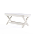 Manhattan Comfort Abigail 42.12" Mid-Century Modern Velvet Upholstered Ottoman Bench - Cream-High Quality Piped Cushion with Plush Foam Padding for Comfort and Style