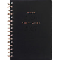 AT-A-GLANCE 2026-2027 Signature Weekly/Monthly Academic Planner - 8-1/2" H x 5-3/8" W - Black - Bilingual-13 months: July 2026 - July 2027