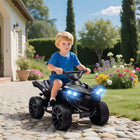Qaba 6V Battery Powered Kids ATV 4 Wheeler with Music and LED Headlights - Black-Made of robust metal and PP for a safe, stable experience 