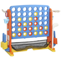 Qaba 4 in 1 Kids Jumbo Connect 4 Game Set with Basketball, Ring Toss, Golf - Multicoloured-Combines four games in one, offering versatile fun for any party 