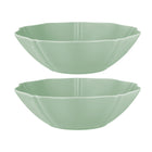 Casa Domani Florence Serving Bowl - 25cm - Sage - 2 Pack-Made of Porcelain featuring a delicate embossed pattern on scalloped profile.