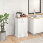HOMCOM 10 Gallon Tilt Out Trash Sideboard Buffet Cabinet with Hidden Bin & Drawer - White-The tilting door cabinet fits up to a 10 gallon trash can