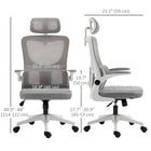 Vinsetto Mesh Office Chair with Adjustable Headrest and Lumbar Support - Grey-Take a break and stretch out with a tilt function