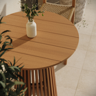 Modway Lane 35" Round Outdoor Teak Wood Bar Table - Natural-Natural Wood Grain