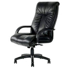 Nicer Interior Italian Leather CEO Executive Office Chair - Black-Genuine, top-grain Italian leather upholstery and attractive gathered leather seams.