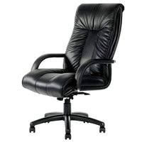 Nicer Interior Italian Leather CEO Executive Office Chair - Black-Genuine, top-grain Italian leather upholstery and attractive gathered leather seams.