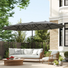 Outsunny Double-Sided Patio Umbrella - Dark Grey-Large canopy for lots of protection, top vents to prevent wind build-up