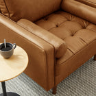 Modway Valour Tufted Vegan Leather Accent Armchair - Tan-Dense Foam Padding