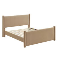 Modway Rael Performance Velvet Queen Platform Bed - Taupe-Stain-Resistant Performance Velvet Upholstery