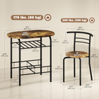 HOMCOM 31.5" 3-Piece Dining Set with Storage Shelf - Rustic Brown-With a storage shelf under the tabletop for easy storing