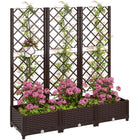 Outsunny Plastic Raised Garden Bed with Trellis - 47" x 16" x 48" -Trellis supports climbing plants for vertical growth
