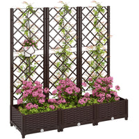 Outsunny Plastic Raised Garden Bed with Trellis - 47" x 16" x 48" -Trellis supports climbing plants for vertical growth
