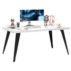 Homy Casa 63"W Modern Writing Desk - Marble White-Sturdy MDF construction ensures long-lasting durability