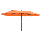 Outsunny Extra-Large Double-Sided Patio Umbrella with Twin Canopy and Crank - 15' - Orange-15ft long double-sided canopy umbrella keep shaded on any balcony, terrace, garden market or others