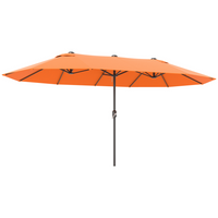 Outsunny Extra-Large Double-Sided Patio Umbrella with Twin Canopy and Crank - 15' - Orange-15ft long double-sided canopy umbrella keep shaded on any balcony, terrace, garden market or others
