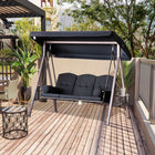 Outsunny 3-Seater Porch Swing Heavy Duty with Tilt Canopy - Black-Arc-shaped canopy and flower-shaped seats provide added overall aesthetic value
