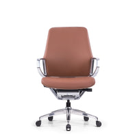 DecentLiving Standard Height-Back Office Chair - Brown-Premium genuine leather office chair