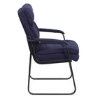 Flash Furniture Navy Microfiber Executive Side Reception Chair with Lumbar Support & Sled Base-Navy Microfiber Upholstery
