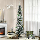 HOMCOM 7' Artificial Christmas Tree with Realistic Branches - Green-Pencil shape don't take up much floor or table space, suitable for small rooms or a second Christmas tree in an entryway 