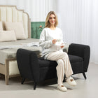 HOMCOM Upholstered Storage Bench with Armrests - Black-Flip-up seat with hidden storage space for organizing books or blankets