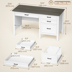 HOMCOM 54" Farmhouse Executive Desk with File Drawer - White Wood Grain-A spacious 53.5 in desktop and ample legroom provide a comfortable workspace