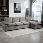 HOMCOM Chenille L-shaped Sofa Couch with Chaise Lounge - Grey-Modern style complements contemporary living room aesthetics