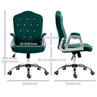 Vinsetto Tufted Office Chair with Adjustable Height and Tilt Function - Green-Mid back, padded armrests and foam padding for support and comfort