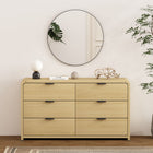 Manhattan Comfort Grace 60" Modern Double Dresser - Natural Oak/Black-Recommended for up to 60 inch TV.