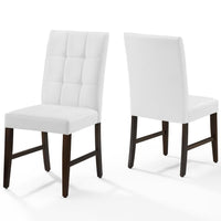 Modway Promulgate Biscuit Tufted Upholstered Faux Leather Dining Side Chair - White - 2 Pack-Modern Dining Side Chair Set of 2