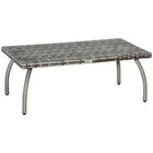 Outsunny 35.4" L x 19.7" W Rattan Coffee Table - Grey-Stylish rattan table suitable for home, backyard, garden, and porch