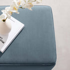 Modway Tilden 17" Square Performance Velvet Upholstered Ottoman - Cadet Blue/Natural-Non-Marking Foot Glides