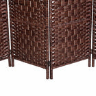 HOMCOM 6 Panels Hand-Woven Freestanding Room Divider for Home Office - Brown-Materials: Poplar Wood, Woven Wicker Paper
