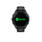 Garmin Forerunner 265S GPS Running and Triathlon Smartwatch - Black Bezel, Case - Black/Amp Yellow Silicone Band-Safety and tracking features, including incident detection (during select outdoor activities) and Assistance, send a message with your live location to emergency contacts when paired with your compatible smartphone; requires setup and your smartphone to be in an area with network coverage where data connectivity is available