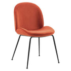 Modway Scoop Black Powder Coated Steel Leg Performance Velvet Dining Chairs - Orange - 2 Pack-Vintage Glamour Style