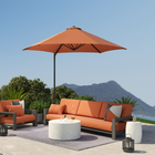 Outsunny Offset Patio Umbrella with 360° Rotation - 8.5' - Orange-Made of outdoor-ready polyester fabric and a powder-coated steel frame for heavy-duty stability