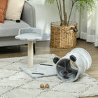 PawHut 18.5" Small Cat Tree Tower with Tunnel, Scratching Post and Bed - Grey-Toy ball provides entertainment 